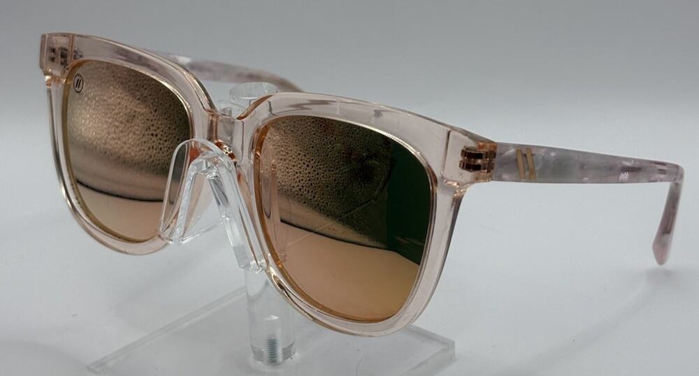 Blenders Gemstone Sunglasses Pink Transparent Mirrored Square Women